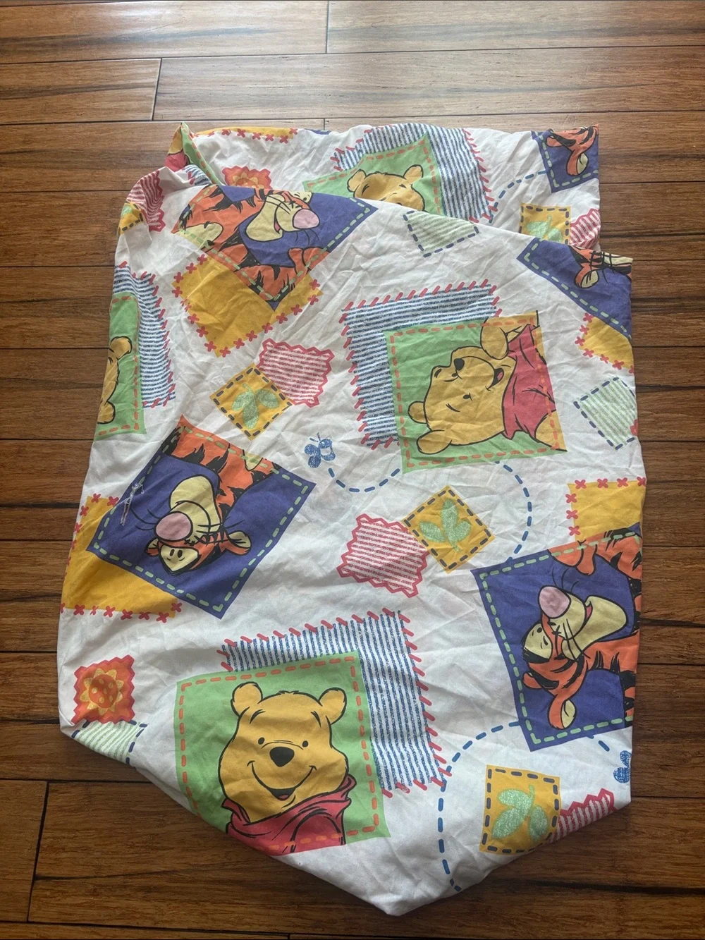 Vintage Disney Winnie the Pooh and Tigger Cotton Twin Fitted Bed Sheet